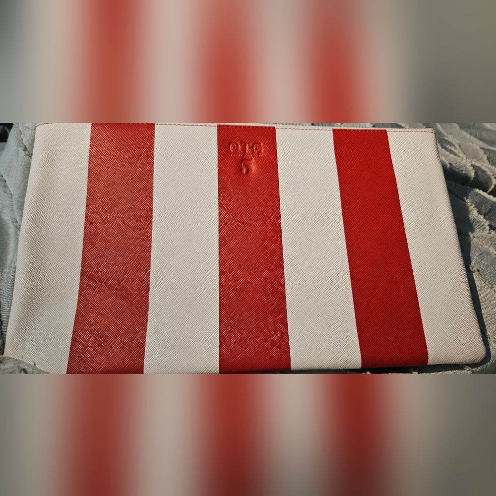 Red and White Striped Toiletry Bag